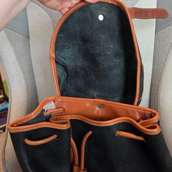 Vintage Dooney & Bourke All Weather Leather Backpack Black Tan No Fob Large - Picture 5 of 16